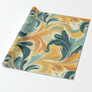Papel De Presente Padrão de Folha Inspirado em Paisley Vintage