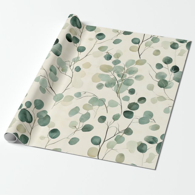 Papel De Presente Padrão de Folhas Botânicas Prensadas – Impressão d (Desenrolado)
