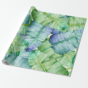 Papel De Presente Padrão de Folhas de Banana Tropicais