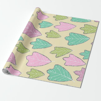 Papel De Presente Padrão de Folhas de Carvalho de Pastel Contemporân