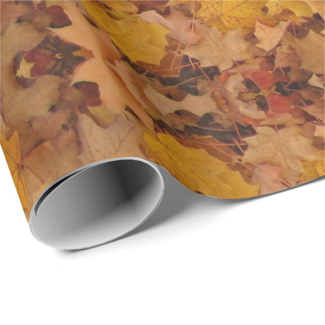 PAPEL DE PRESENTE PADRÃO DE FOLHAS DE OUTONO (Ponta do rolo)