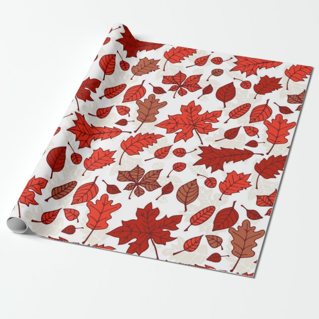 Papel De Presente padrão de folhas de outono (Desenrolado)