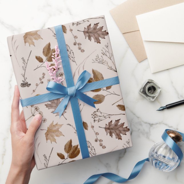 Papel De Presente Padrão de Folhas de outono (Presentear)