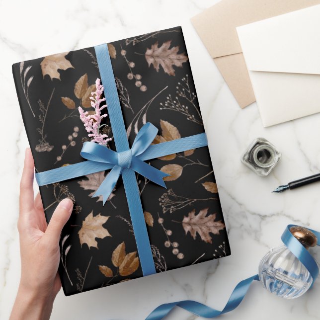 Papel De Presente Padrão de Folhas de outono (Presentear)