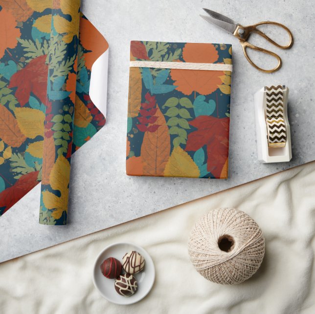 Papel De Presente Padrão de Folhas de outono (Artesanato)