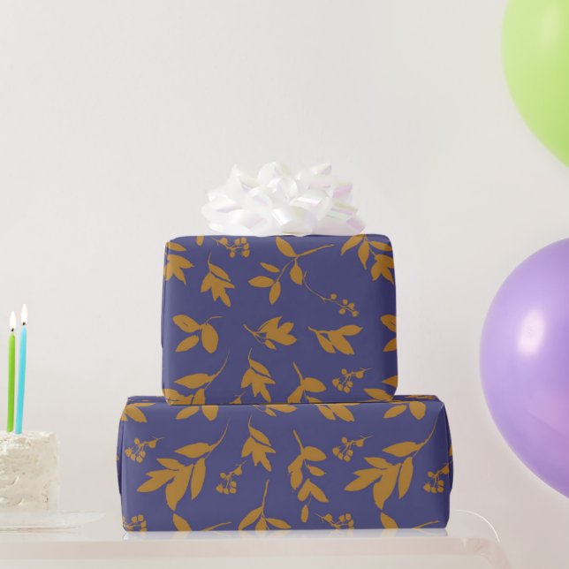 Papel De Presente Padrão de Folhas de Outono Aquarela (Presentes para festas)
