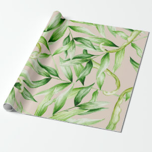 Papel De Presente Padrão de Folhas de Palmeira Tropical