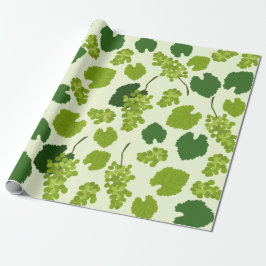 Papel De Presente Padrão de Folhas de Uvas e Uvas