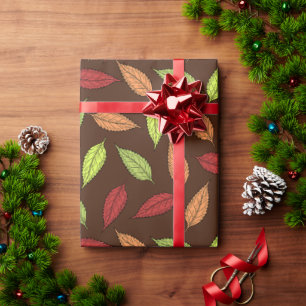 Papel De Presente Padrão De Folhas, Folhas Coloridas, Folhas De Outo