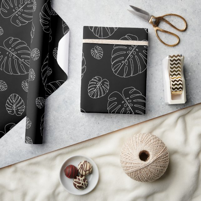 Papel De Presente Padrão de Folhas Tropicais (Artesanato)