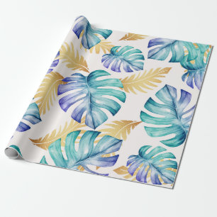 Papel De Presente Padrão de Folhas Tropicais