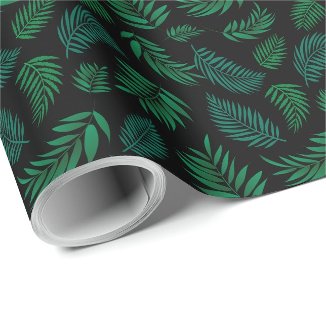Papel De Presente Padrão de Folhas Tropicais 2 (Ponta do rolo)