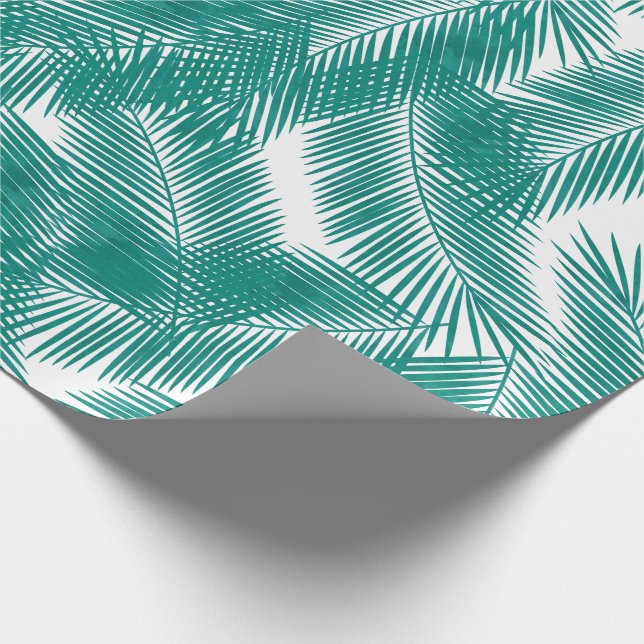Papel De Presente Padrão de Folhas Tropicais Verdes (Ponta)
