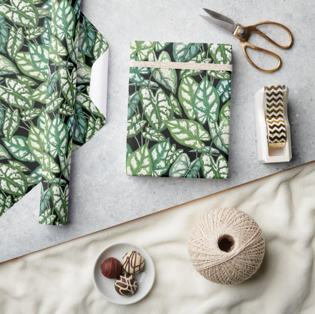 Papel De Presente Padrão de Folhas Tropicais Verdes (Artesanato)