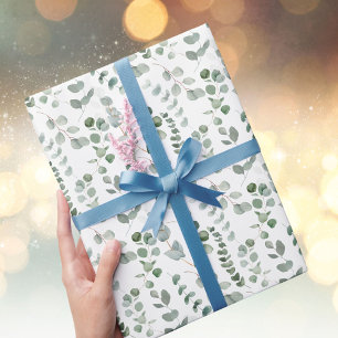 Papel De Presente Padrão de Folhas Tropicais Verdes de Eucalipto