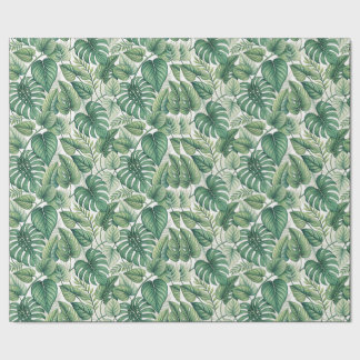 Papel De Presente Padrão de folhas verdes
