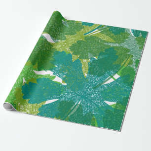Papel De Presente Padrão de folhas verdes sem costura