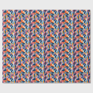 Papel De Presente Padrão de Formas Abstratas Modernas Vibrantes