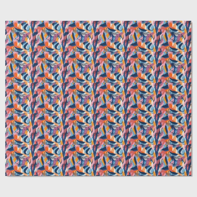 Papel De Presente Padrão de Formas Abstratas Modernas Vibrantes (Aberto)