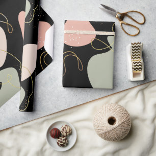 Papel De Presente Padrão de Formas Orgânicas Geométricas de Boho Est