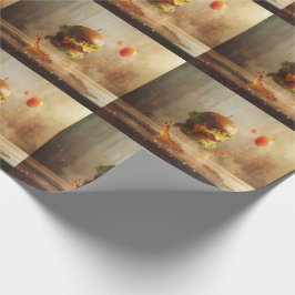 Papel De Presente Padrão de Fotografia de Comida de Burger Sorrident