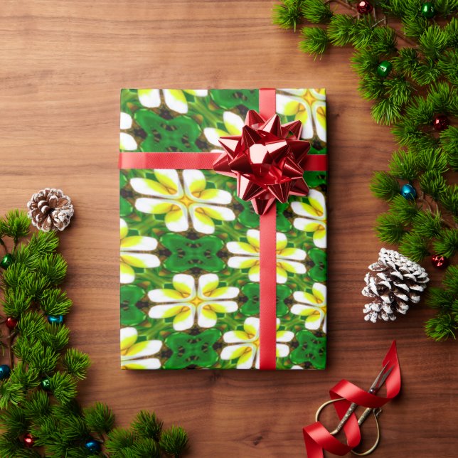 Papel De Presente Padrão de Frangipani Amarelo (Presente de Natal)