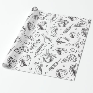 Papel De Presente Padrão de frango quente de Comida Hamburger Fries