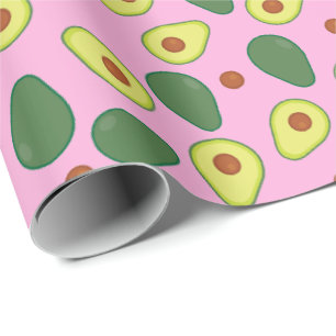 Papel De Presente Padrão de Fruta bonito rosa e verde Trendy Avocado