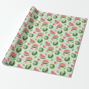 Papel De Presente Padrão de Fruta de Aquarela de Melancia Presente