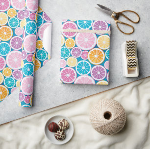 Papel De Presente Padrão de Fruta de Citros Pastel