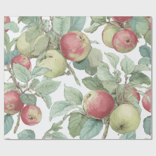 Papel De Presente Padrão de Fruta de Maçã Verde Vermelha Russo de Aq