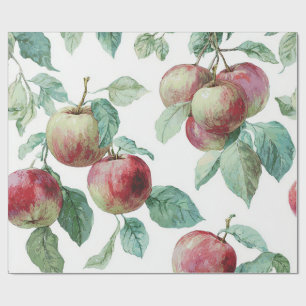 Papel De Presente Padrão de Fruta de Maçã Verde Vermelha Russo de Aq