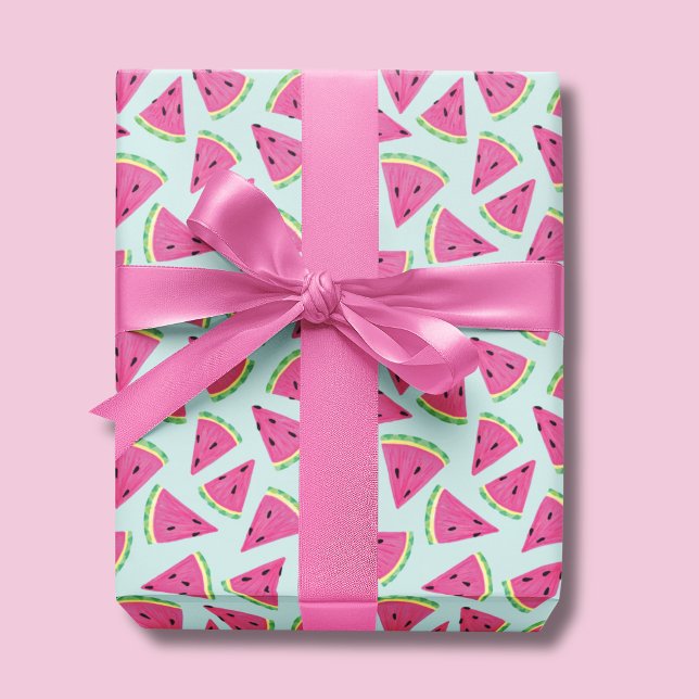Papel De Presente Padrão de Fruta de Melancia Tropical (Watermelon wrapping paper (pale turquoise))