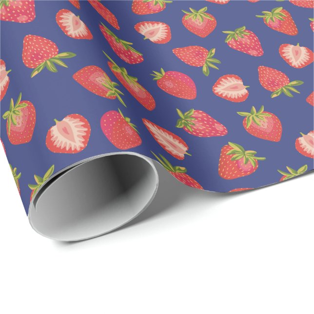 Papel De Presente Padrão de Fruta de morango (Ponta do rolo)