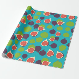 Papel De Presente Padrão de Fruta de Verão da Fig Mediterrânica