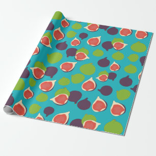 Papel De Presente Padrão de Fruta de Verão da Fig Mediterrânica