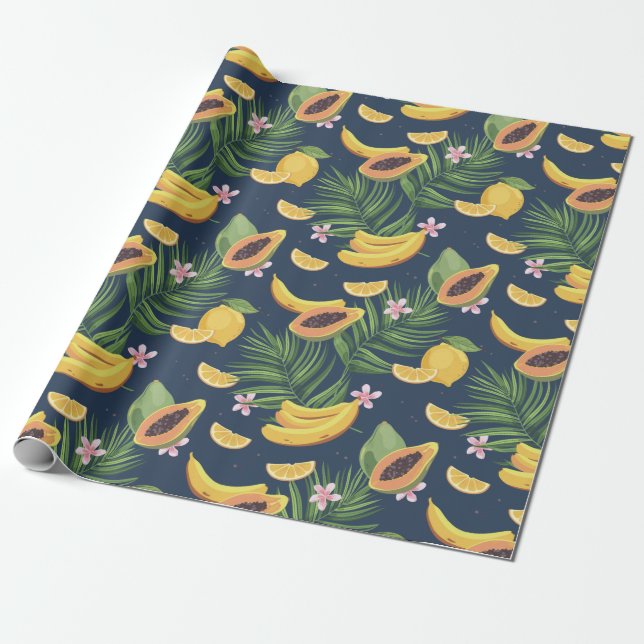 Papel De Presente Padrão de Fruta exótico (Desenrolado)