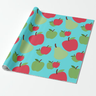 Papel De Presente padrão de frutas peras e maçãs