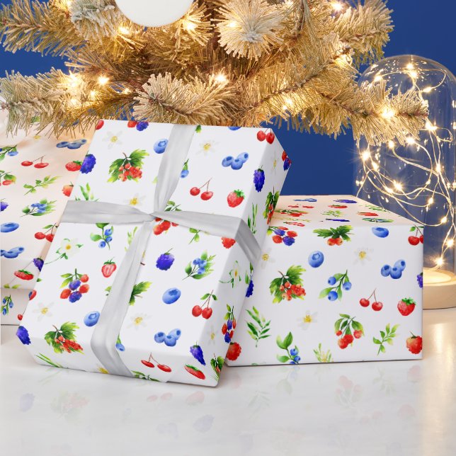 Papel De Presente Padrão de Frutas Vermelhas Misturadas (Feriados)