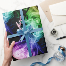 Papel De Presente Padrão de fumaça Abstrato azul-roxo brilhante verd