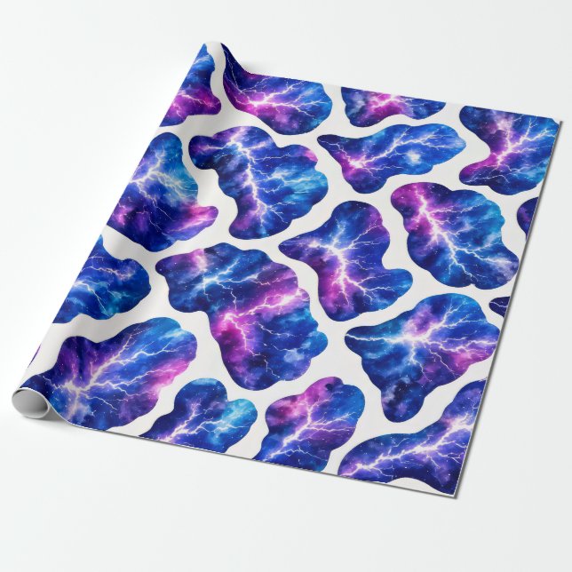 Papel De Presente Padrão de Galáxia de Tempestade Relâmpago (Desenrolado)