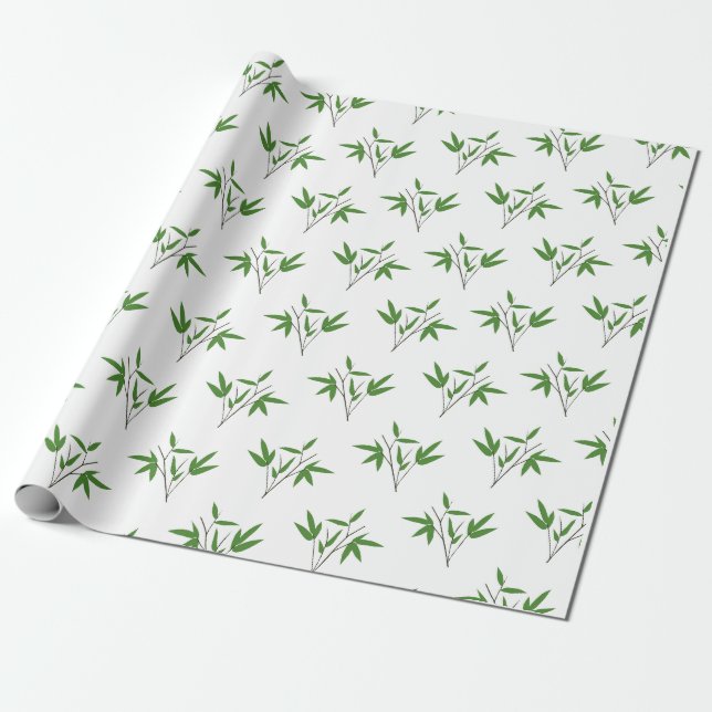 Papel De Presente Padrão de galhos de bambu (Desenrolado)