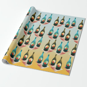 Papel De Presente Padrão de Garrafas para Amantes de Vinho