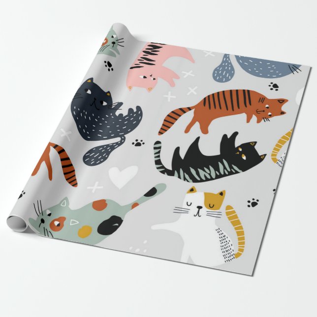 Papel De Presente Padrão de gato (Desenrolado)