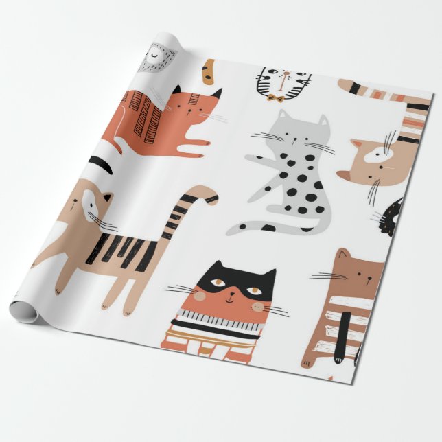 Papel De Presente Padrão de gato (Desenrolado)