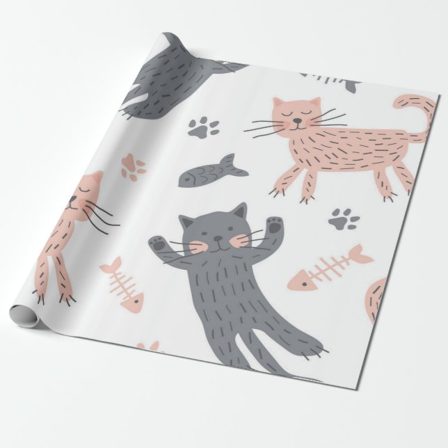 Papel De Presente Padrão de gato (Desenrolado)