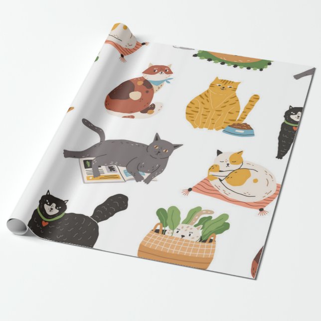 Papel De Presente Padrão de gato (Desenrolado)
