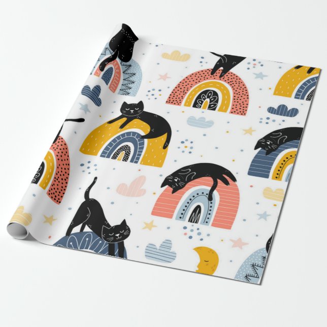 Papel De Presente Padrão de gato (Desenrolado)
