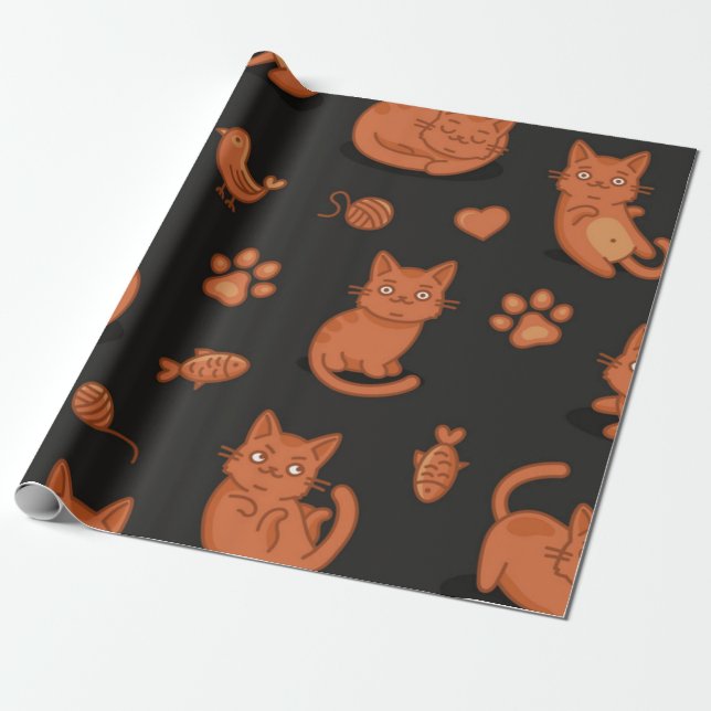 Papel De Presente Padrão de gato (Desenrolado)