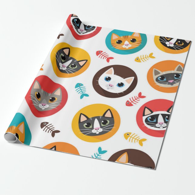 Papel De Presente Padrão de gato (Desenrolado)
